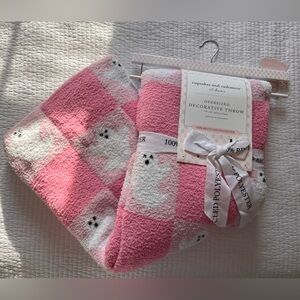 Cupcakes and Cashmere Pink Ghost Checkered Blanket